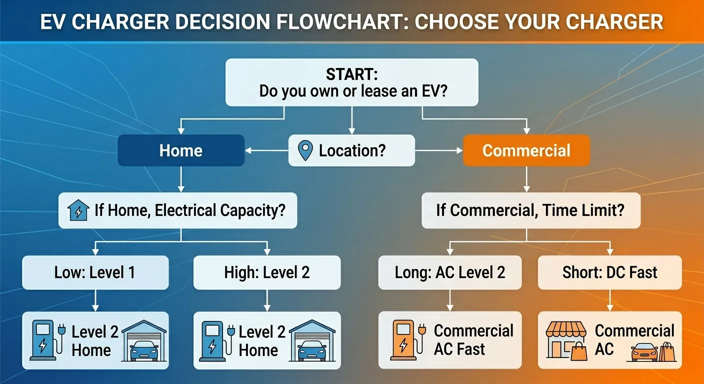 EV charger decision flowchart — choose the right charger for your use case
