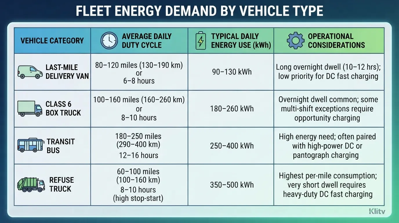 Fleet energy demand by vehicle type