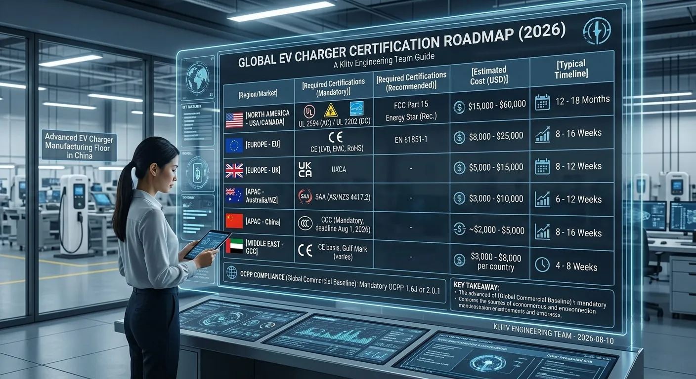 Global EV charger certification roadmap by market, cost, and timeline
